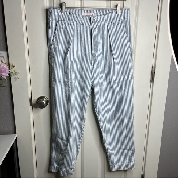 Sundry High Rise Blue & White Striped Crop Denim Jeans Size 30 - Picture 4 of 8